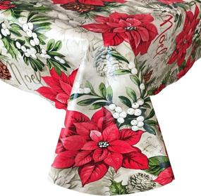 img 4 attached to 🎄 Elegant Christmas Tablecloth: Newbridge Poinsettia Rectangle Design