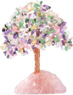 🌳 masgemes multi stone chakra gemstone tree: rose quartz base bonsai money feng shui tree for wealth and luck логотип