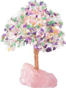 img 1 attached to 🌳 MASGEMES Multi Stone Chakra Gemstone Tree: Rose Quartz Base Bonsai Money Feng Shui Tree for Wealth and Luck