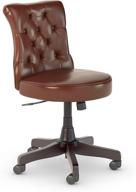 bush furniture fairview mid-back tufted harvest cherry leather office chair logo