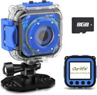 ourlife kids waterproof camera - perfect christmas & birthday gift for boys 📷 and girls! underwater sports camcorder with 1.77 inch screen, 8gb card included (navy blue) logo