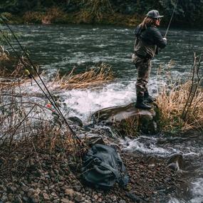 img 1 attached to 💧 Водонепроницаемая сумка Mustad Dry Duffle объемом 50 литров | С отделением на молнии, регулируемые ремни | Серо-синяя | 500-денировое тарпаулиновое полотно