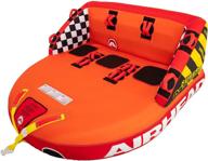 boating towable tube: airhead super mable for 1-3 riders - orange, red, yellow logo