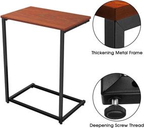 img 1 attached to 🛋️ Kerrogee Crimson C Shape Sofa Side Table - Wood Finish, Metal Frame, End Stand Desk Coffee Tray, Notebook Tablet Beside Bed Sofa Portable Workstation (2)