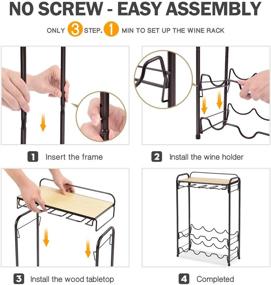 img 2 attached to 🍷 TOOLF Freestanding Floor Wine Rack - 8 Bottle Metal Storage Shelf with Glasses Holder & Table Top - 4 Tier Wine Display Organizer for Home Decor, Cellar, Bar, Countertop, Cabinet