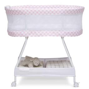 img 1 attached to 👶 Delta Children Sweet Dreams Bassinet with Airflow Mesh: Bedside Portable Crib with Vibration, Lights, Music - Pink Infinity Style