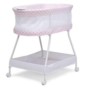 img 4 attached to 👶 Delta Children Sweet Dreams Bassinet with Airflow Mesh: Bedside Portable Crib with Vibration, Lights, Music - Pink Infinity Style
