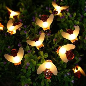 img 1 attached to 🐝 Solar Honey Bee String Lights - 30 LED 19.7ft, 8 Modes, Waterproof Fairy Lights for Outdoor Garden Yard Decor, Warm White, Solar Powered