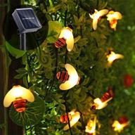 🐝 solar honey bee string lights - 30 led 19.7ft, 8 modes, waterproof fairy lights for outdoor garden yard decor, warm white, solar powered logo