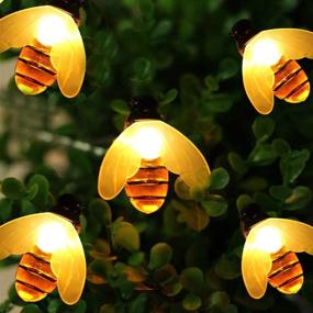 img 3 attached to 🐝 Solar Honey Bee String Lights - 30 LED 19.7ft, 8 Modes, Waterproof Fairy Lights for Outdoor Garden Yard Decor, Warm White, Solar Powered