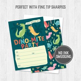img 2 attached to 🦖 Dino-mite Kids Party Invitations: 25 High Quality Dinosaur Themed Cards for a Roaring Good Time!