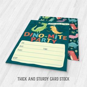 img 1 attached to 🦖 Dino-mite Kids Party Invitations: 25 High Quality Dinosaur Themed Cards for a Roaring Good Time!