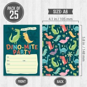 img 3 attached to 🦖 Dino-mite Kids Party Invitations: 25 High Quality Dinosaur Themed Cards for a Roaring Good Time!