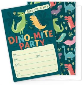 img 4 attached to 🦖 Dino-mite Kids Party Invitations: 25 High Quality Dinosaur Themed Cards for a Roaring Good Time!