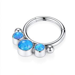 img 3 attached to 💎 AROWRO Opal Hinged Segment Ring Hoop Septum Clicker CZ - 16G 14G - 8mm 10mm - Surgical Steel - Helix Daith Rook Conch Tragus Cartilage Earrings