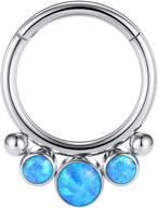 💎 arowro opal hinged segment ring hoop septum clicker cz - 16g 14g - 8mm 10mm - surgical steel - helix daith rook conch tragus cartilage earrings logo