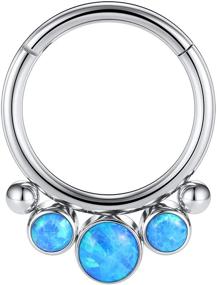 img 4 attached to 💎 AROWRO Opal Hinged Segment Ring Hoop Septum Clicker CZ - 16G 14G - 8mm 10mm - Surgical Steel - Helix Daith Rook Conch Tragus Cartilage Earrings