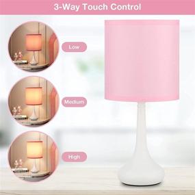 img 2 attached to 🌸 Set of 2 Small Touch Bedside Lamps in Pink, Kakanuo Table Lamp with Lampshade for Bedroom, Living Room, and Office - 3 Way Dimmable Desk Lamp Including LED Bulbs