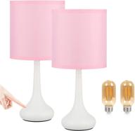 🌸 set of 2 small touch bedside lamps in pink, kakanuo table lamp with lampshade for bedroom, living room, and office - 3 way dimmable desk lamp including led bulbs logo