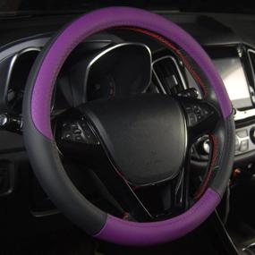 img 2 attached to Medium 15-inch Purple Universal Auto Car Steering Wheel Cover