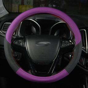 img 3 attached to Medium 15-inch Purple Universal Auto Car Steering Wheel Cover