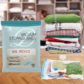 img 3 attached to DOINUO Premium Vacuum Storage Bags 12 pcs - 4 X-Jumbo, 4 Large, 4 Medium - Comforters, Blankets, Clothes, Pillows, Travel Space Saver Seal Bags w/ Hand Pump Included - 12 Pack