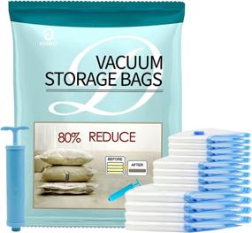 img 4 attached to DOINUO Premium Vacuum Storage Bags 12 pcs - 4 X-Jumbo, 4 Large, 4 Medium - Comforters, Blankets, Clothes, Pillows, Travel Space Saver Seal Bags w/ Hand Pump Included - 12 Pack