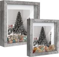 🎁 shampsen 8x8 shadow box grey display case 2 pack: elegant square shadow box farmhouse decor, perfect gift for christmas, new year, birthday, anniversary, mother's day логотип