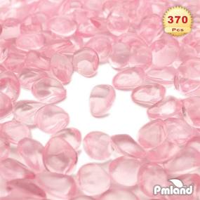 img 2 attached to 💎 PMLAND 370 шт. 16 мм прозрачных акриловых камней - декорирование столов для свадеб, вечеринок, младенческих празднеств; милые миндально-формованные камешки в нежно-розовом цвете