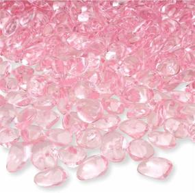 img 4 attached to 💎 PMLAND 370 PCs 16mm Clear Acrylic Stones - Table Scattering Wedding Bridal Baby Shower Decor, Cute Almond Shaped Rocks Vase Fillers in Soft Pink