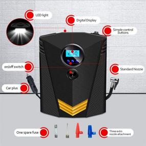 img 2 attached to Перевод на русский язык данного названия продукта: "Портативный воздушный компрессор для шин YUMA с цифровым датчиком давления - 12V DC насос для автомобильных шин, 100 PSI, светодиодный светильник для автомобиля, велосипеда и других надувных изделий