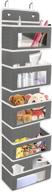 🚪 coastal rose over the door organizer: 5-pocket hanging storage shelves for nursery, bedroom, bathroom, office - foldable design with 2 metal hooks (grey) логотип