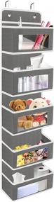 img 4 attached to 🚪 Coastal Rose Over the Door Organizer: 5-Pocket Hanging Storage Shelves for Nursery, Bedroom, Bathroom, Office - Foldable Design with 2 Metal Hooks (Grey)