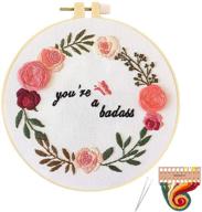 🌸 orandesigne funny embroidery kit: beginner's stamped cross stitch kit with patterned needlepoint, hoops, cloth, color thread, floss - flowers, plants, cactus logo