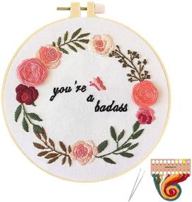 img 4 attached to 🌸 ORANDESIGNE Funny Embroidery Kit: Beginner's Stamped Cross Stitch Kit with Patterned Needlepoint, Hoops, Cloth, Color Thread, Floss - Flowers, Plants, Cactus