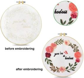 img 2 attached to 🌸 ORANDESIGNE Funny Embroidery Kit: Beginner's Stamped Cross Stitch Kit with Patterned Needlepoint, Hoops, Cloth, Color Thread, Floss - Flowers, Plants, Cactus