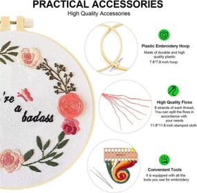 img 1 attached to 🌸 ORANDESIGNE Funny Embroidery Kit: Beginner's Stamped Cross Stitch Kit with Patterned Needlepoint, Hoops, Cloth, Color Thread, Floss - Flowers, Plants, Cactus