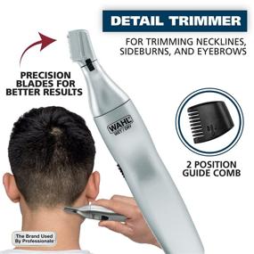 img 3 attached to 💇 Efficient Wahl Ear, Nose, & Brow Trimmer Clipper – Hassle-free Eyebrow & Facial Hair Trimmer for Men & Women, Battery Included Electric Groomer – Model 5545-400