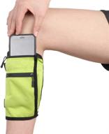 ailzos cell phone calf/leg band holder: secure non-slip smartphone holder for active riders and hikers with adjustable velcro - ideal for running, equestrian, motorcycle - green logo