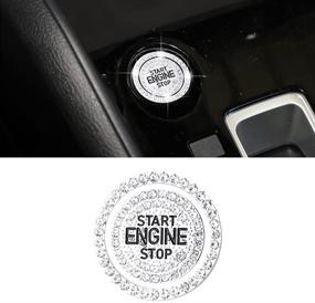 img 4 attached to 🚗 Nissan Altima Kicks Sentra Car Bling Accessories - CARFIB 2 Pack Zinc Alloy Rhinestone Silver Ignition Button Ring Start Stop Decals Caps for 2016-2021 Models, Men Women