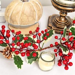 img 2 attached to Vibrant 7FT Red Berry Christmas Garland with Pine Cone Accents: 🎄 Perfect Winter Holiday New Year Decor for Indoor and Outdoor Use – DearHouse