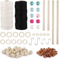 🧵 170 piece macrame cord kit 3mm white & black natural cotton macrame supplies with 219 yard macrame rope wooden beads rings sticks - diy macrame plant hanger wall hanging craft kits for adult beginners logo