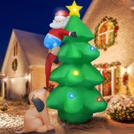 🎅 yegkgo 6ft inflatable christmas tree with santa claus and dog, self-inflating christmas decor with led light for indoor and outdoor home decoration, yard, garden, lawn, square logo
