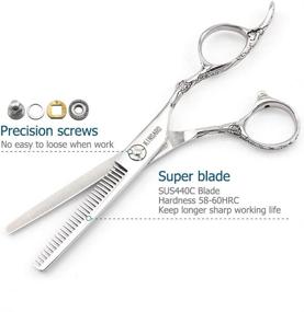 img 2 attached to Professional Barber Hair Scissors 6 Inch - Thinning Shears 440C with Rose Handle by Kinsaro