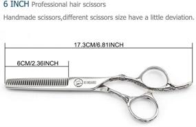 img 3 attached to Professional Barber Hair Scissors 6 Inch - Thinning Shears 440C with Rose Handle by Kinsaro