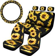 🌻 sunflower car accessories kit: 7-piece car seat covers and steering wheel cover set for auto decoration - bbto 8-piece logo