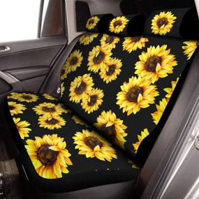 img 1 attached to 🌻 Sunflower Car Accessories Kit: 7-Piece Car Seat Covers and Steering Wheel Cover Set for Auto Decoration - BBTO 8-Piece