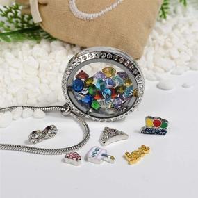 img 3 attached to Floating Living Memory Locket Necklace Pendant with Charms & Birthstones for Girls' Birthdays, Ages 6-30