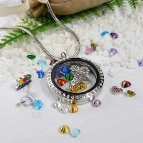 img 1 attached to Floating Living Memory Locket Necklace Pendant with Charms & Birthstones for Girls' Birthdays, Ages 6-30