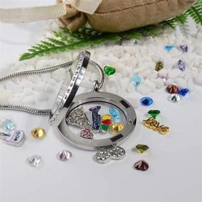 img 2 attached to Floating Living Memory Locket Necklace Pendant with Charms & Birthstones for Girls' Birthdays, Ages 6-30